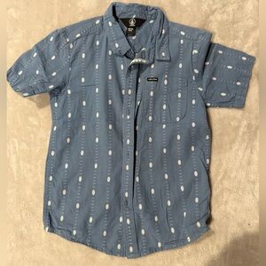 Volcom Blue and White Casual Button Down Shirt